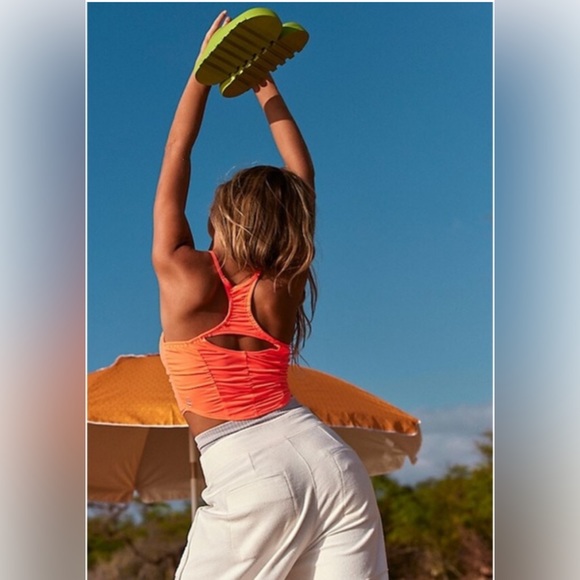 FP MOVEMENT Neon Coral Shirr Enough Ruched Tank - Picture 4 of 8